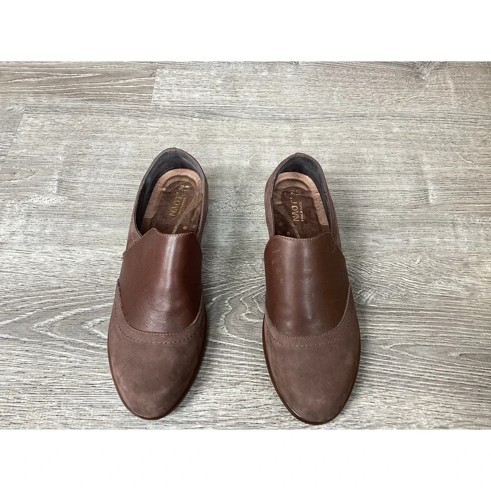 Naot Angin Velvet Womens 39 8 Brown Leather Slip On Casual Comfort Loafers Shoes